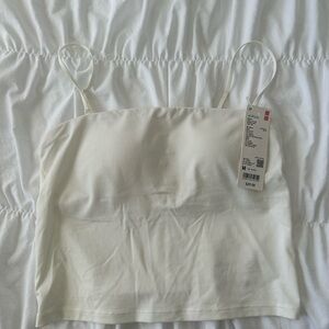 Uniqlo White AIRism Cropped Top with Built in Bra